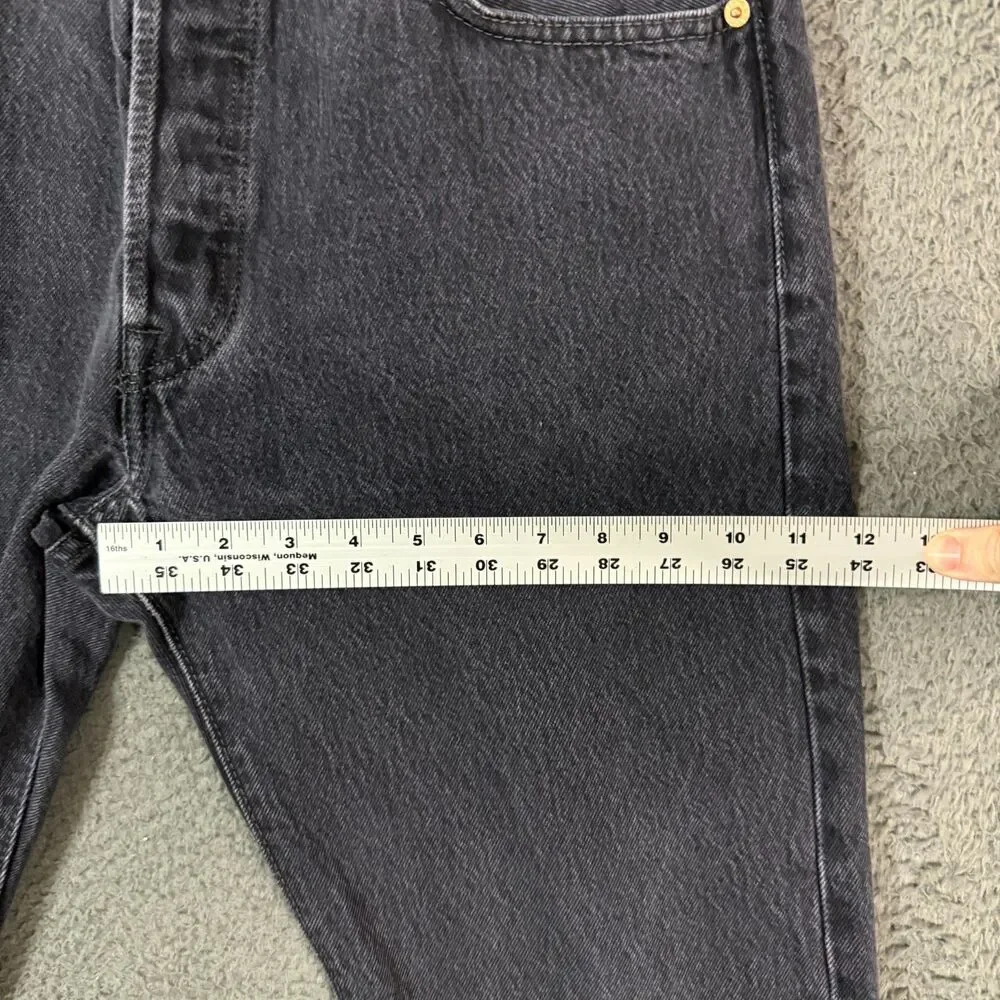 Levis 501 Jeans Mens 34x34 Black Straight Fit Dark Wash Button Fly Denim Pants
